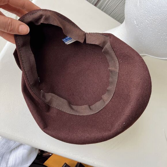 VTG 1950s Brown Wool Felt Cocktail Hat w/ Bow – Union Made USA Mid-Century - Picture 5 of 12